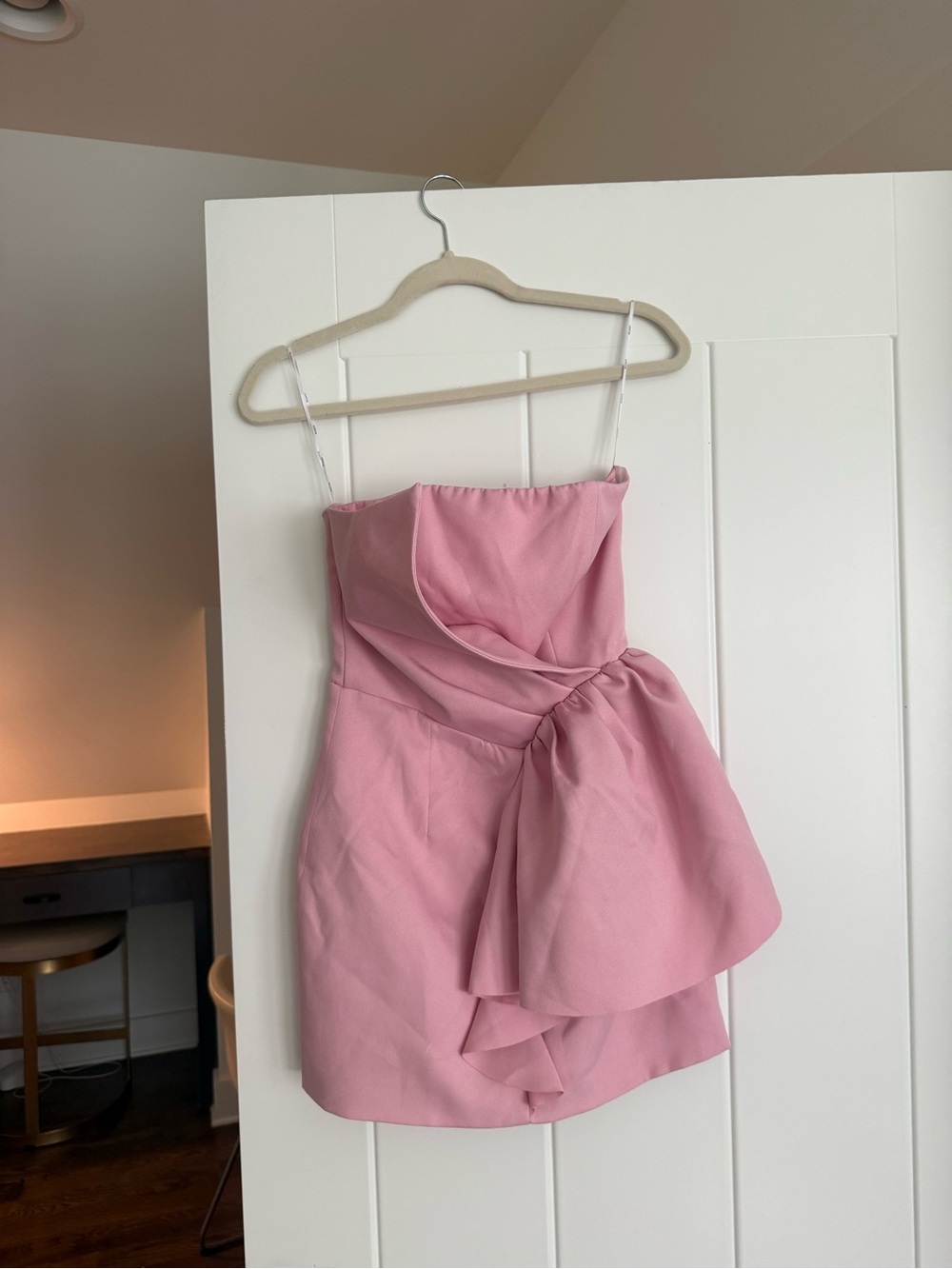 Elliatt Pink Strapless Mini Dress with Draped Bow
